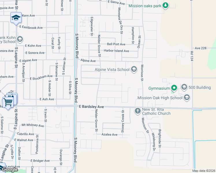 map of restaurants, bars, coffee shops, grocery stores, and more near 2613 Kelty Meadow Avenue in Tulare