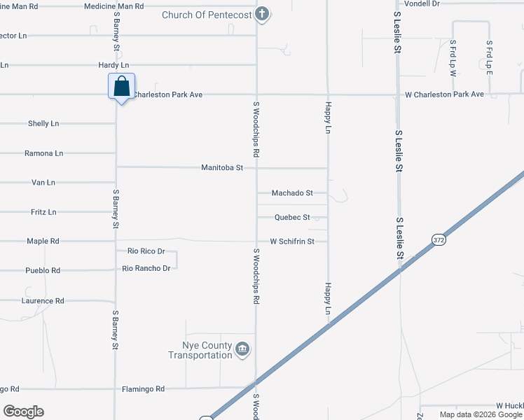 map of restaurants, bars, coffee shops, grocery stores, and more near 2490 Quebec Street in Pahrump