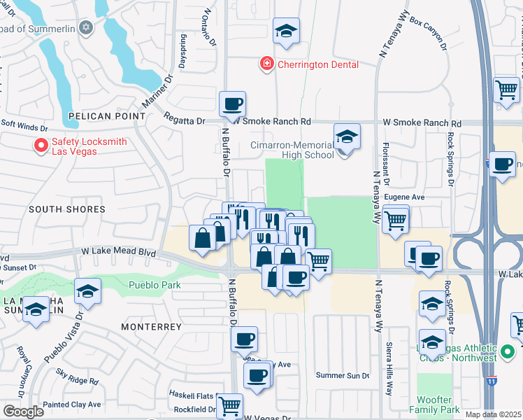 map of restaurants, bars, coffee shops, grocery stores, and more near 2113 Echo Bay in Las Vegas