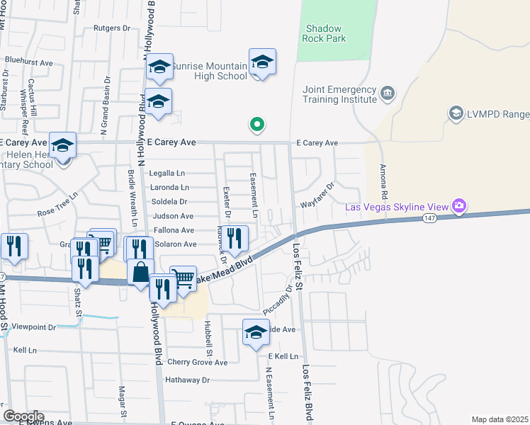 map of restaurants, bars, coffee shops, grocery stores, and more near 7030 Burcot Avenue in Las Vegas
