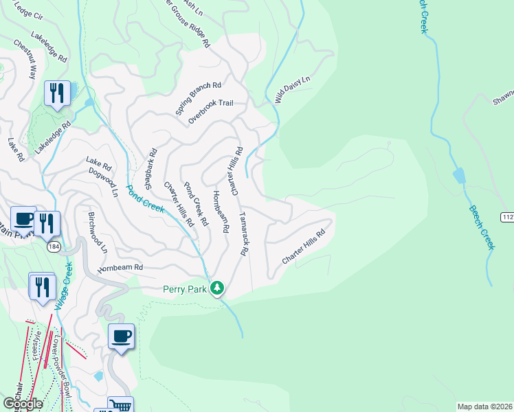 map of restaurants, bars, coffee shops, grocery stores, and more near 137 Staghorn Hollow in Beech Mountain