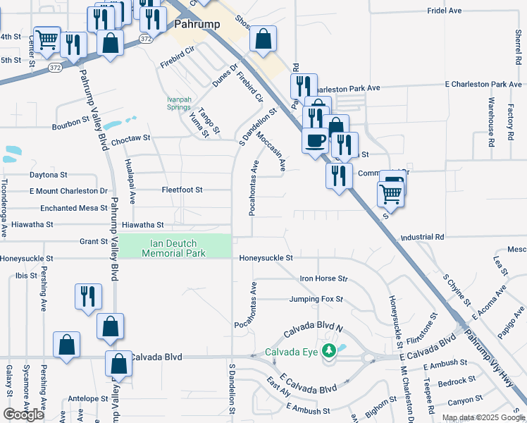 map of restaurants, bars, coffee shops, grocery stores, and more near 1881 5 Feathers Street in Pahrump