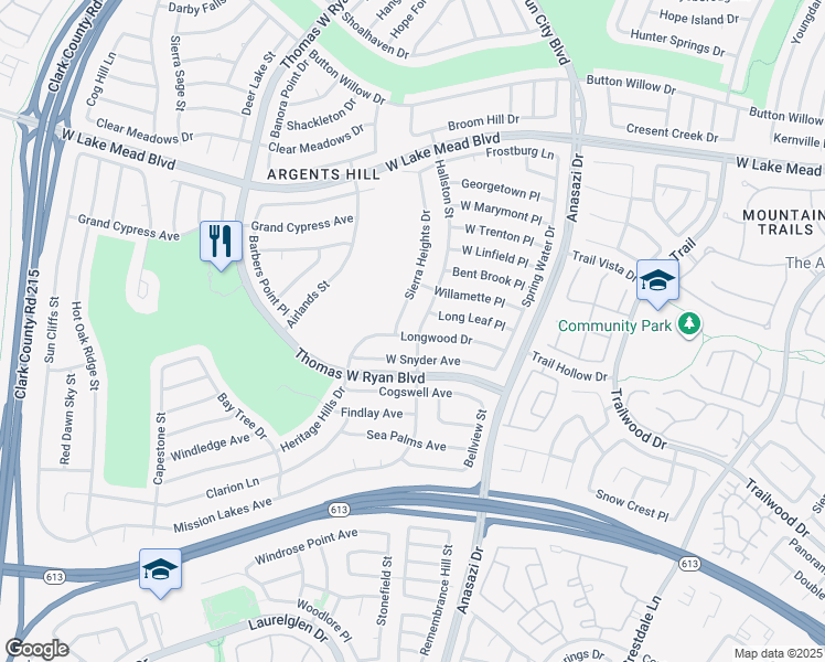 map of restaurants, bars, coffee shops, grocery stores, and more near 2125 Hallston Street in Las Vegas