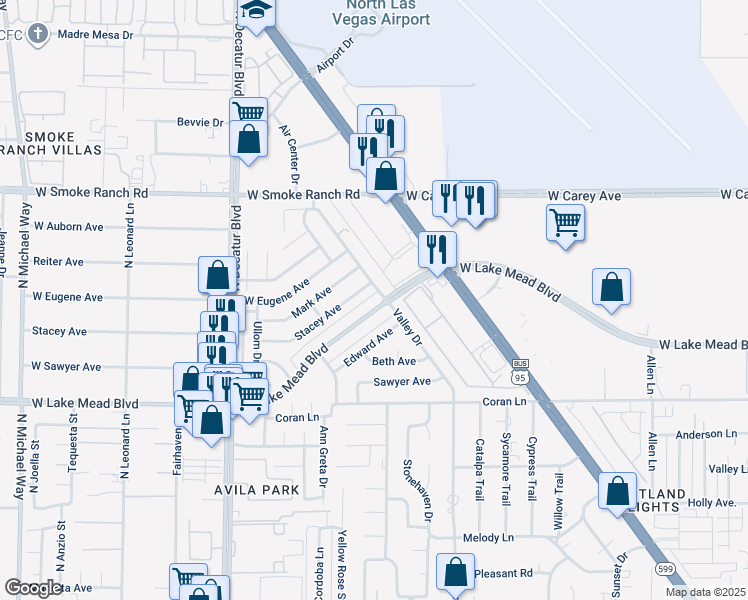 map of restaurants, bars, coffee shops, grocery stores, and more near 4304 West Lake Mead Boulevard in Las Vegas