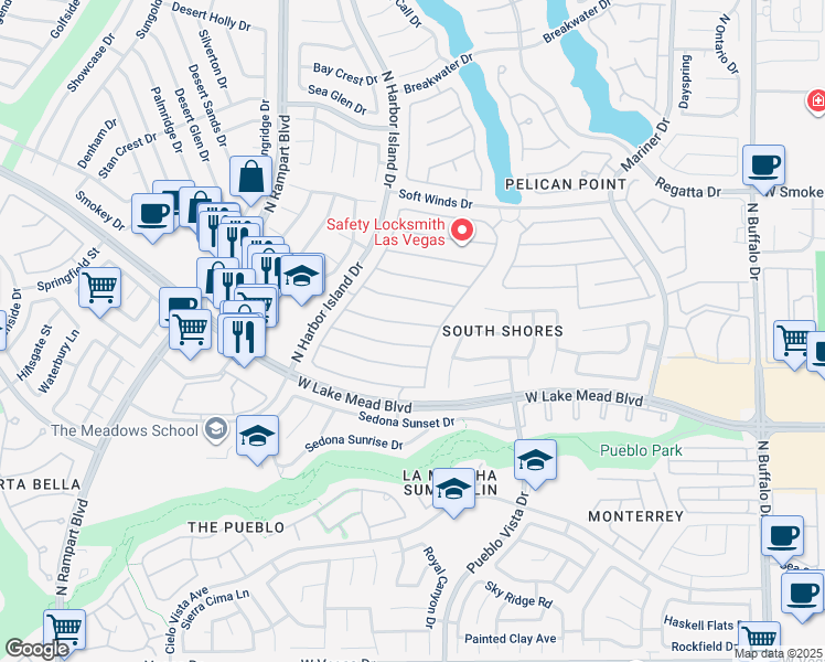 map of restaurants, bars, coffee shops, grocery stores, and more near 8221 Hollow Wharf Drive in Las Vegas