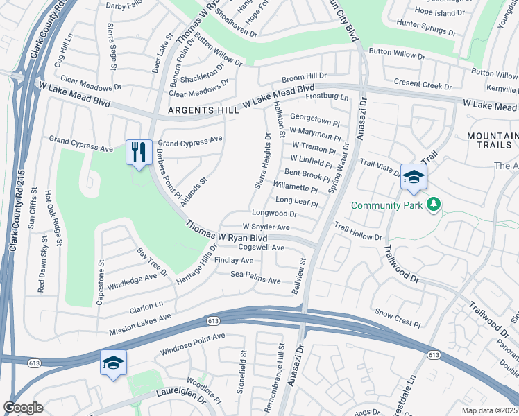 map of restaurants, bars, coffee shops, grocery stores, and more near 2125 Hallston Street in Las Vegas