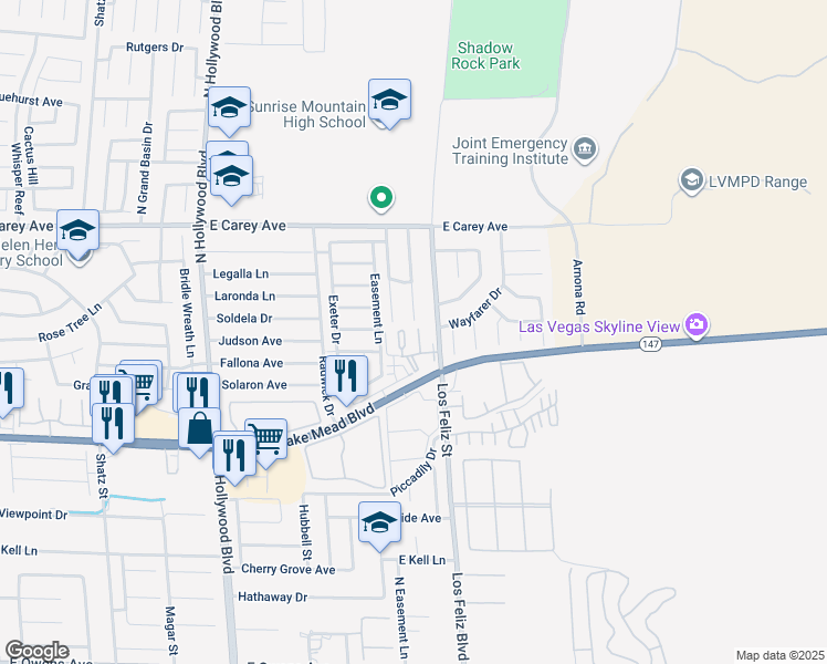 map of restaurants, bars, coffee shops, grocery stores, and more near 7054 Burcot Avenue in Las Vegas