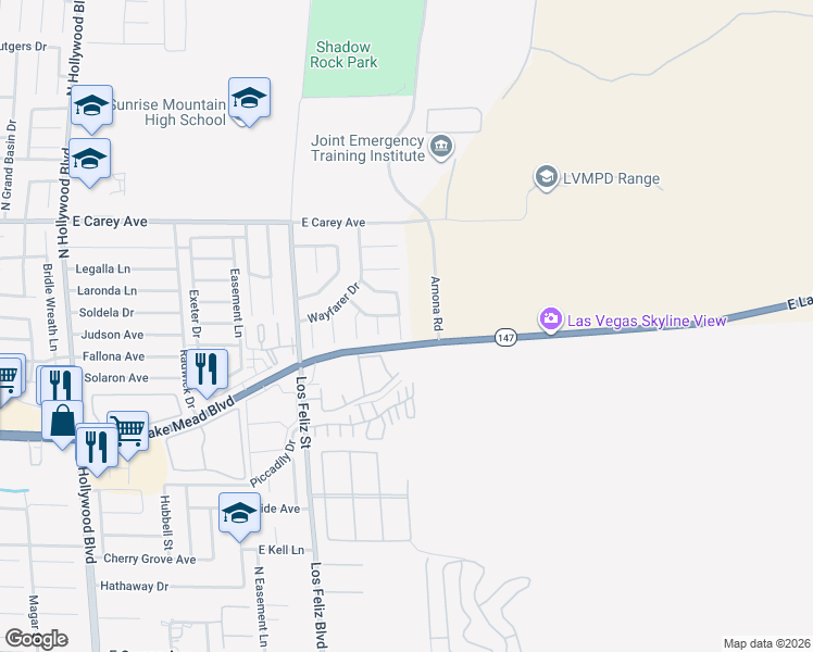 map of restaurants, bars, coffee shops, grocery stores, and more near 2243 Welsey Manor Drive in Las Vegas