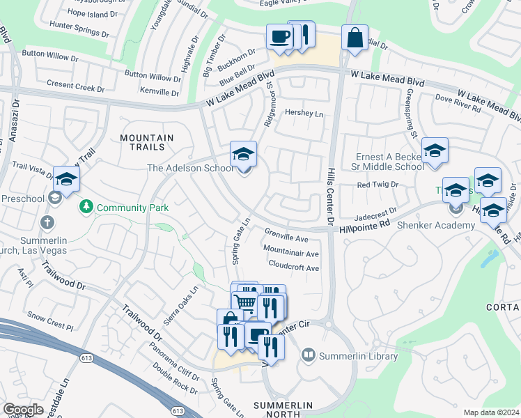 map of restaurants, bars, coffee shops, grocery stores, and more near 2113 Desert Pines Street in Las Vegas