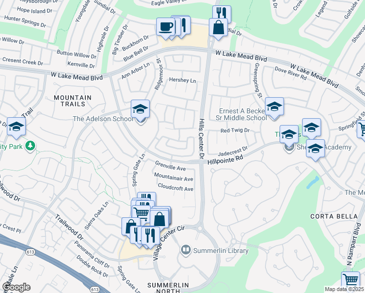 map of restaurants, bars, coffee shops, grocery stores, and more near 9416 Rolling Ridge Lane in Las Vegas