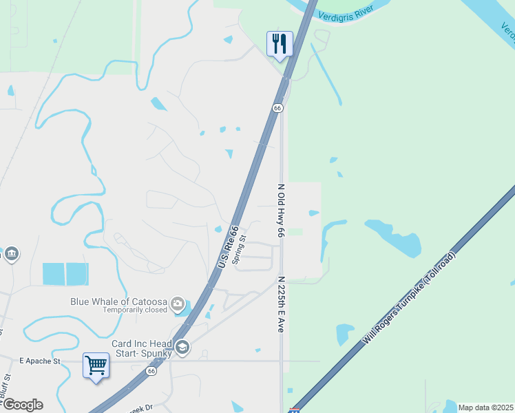 map of restaurants, bars, coffee shops, grocery stores, and more near 924 Clearwater Circle in Catoosa
