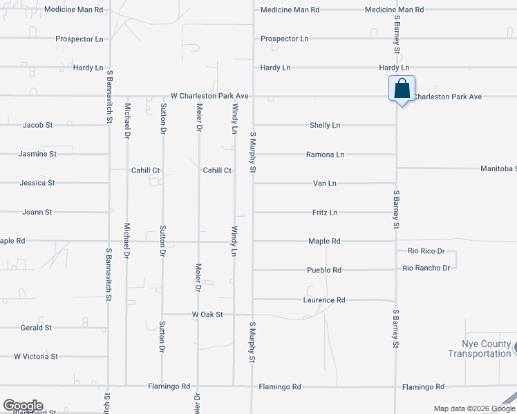 map of restaurants, bars, coffee shops, grocery stores, and more near 3480 Fritz Lane in Pahrump