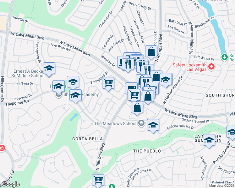 map of restaurants, bars, coffee shops, grocery stores, and more near 8701 Wintry Garden Avenue in Las Vegas