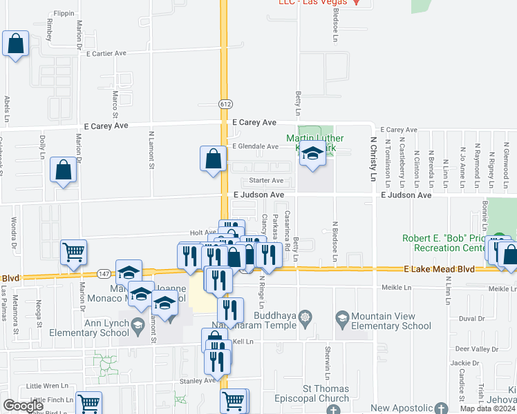 map of restaurants, bars, coffee shops, grocery stores, and more near 2166 Trebbiano Way in Las Vegas
