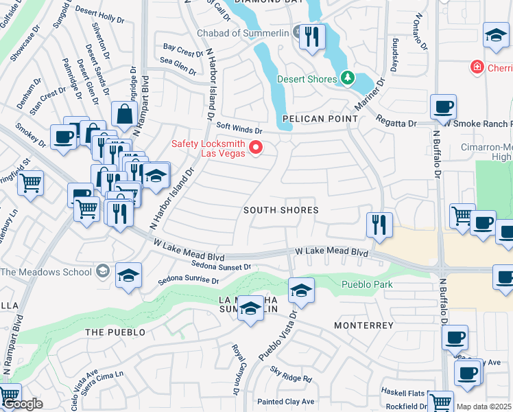 map of restaurants, bars, coffee shops, grocery stores, and more near 8132 Bay Pines Avenue in Las Vegas