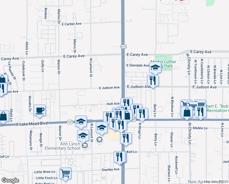 map of restaurants, bars, coffee shops, grocery stores, and more near 5083 Judson Avenue in Las Vegas