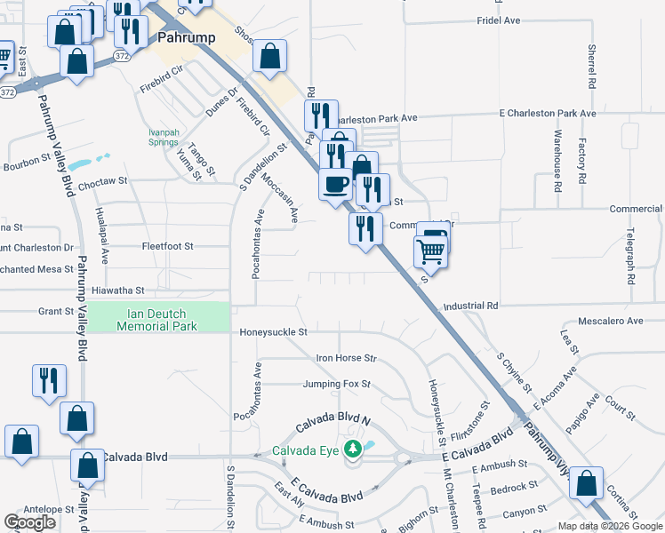 map of restaurants, bars, coffee shops, grocery stores, and more near 2070 Nevada West Boulevard in Pahrump
