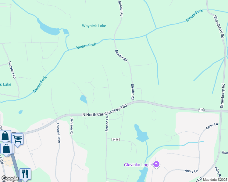 map of restaurants, bars, coffee shops, grocery stores, and more near 7412 Somersby Drive in Summerfield