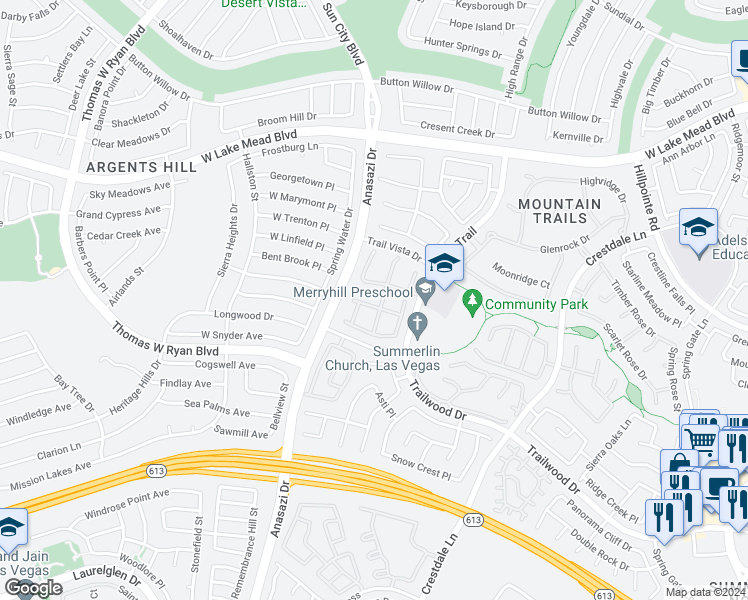 map of restaurants, bars, coffee shops, grocery stores, and more near 10224 Glen Ora Avenue in Las Vegas