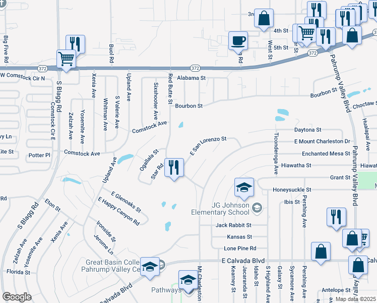 map of restaurants, bars, coffee shops, grocery stores, and more near in Pahrump