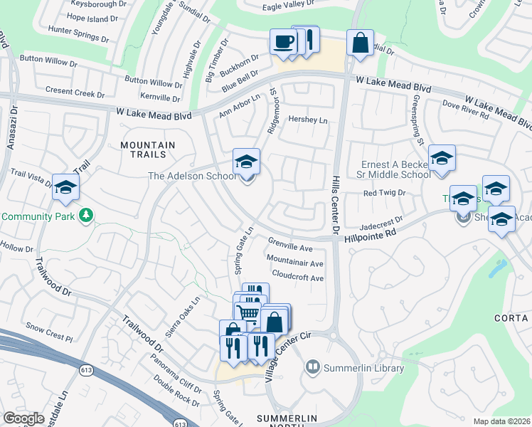 map of restaurants, bars, coffee shops, grocery stores, and more near 2117 Desert Pines Street in Las Vegas