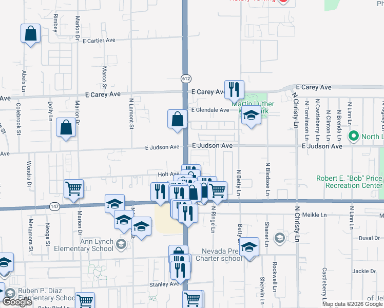 map of restaurants, bars, coffee shops, grocery stores, and more near 5116 Bellaria Place in Las Vegas