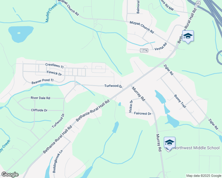 map of restaurants, bars, coffee shops, grocery stores, and more near 1430 Turfwood Drive in Winston-Salem
