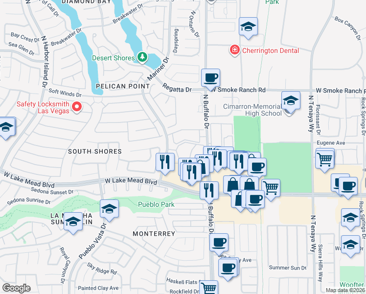 map of restaurants, bars, coffee shops, grocery stores, and more near 7701 Tackle Drive in Las Vegas