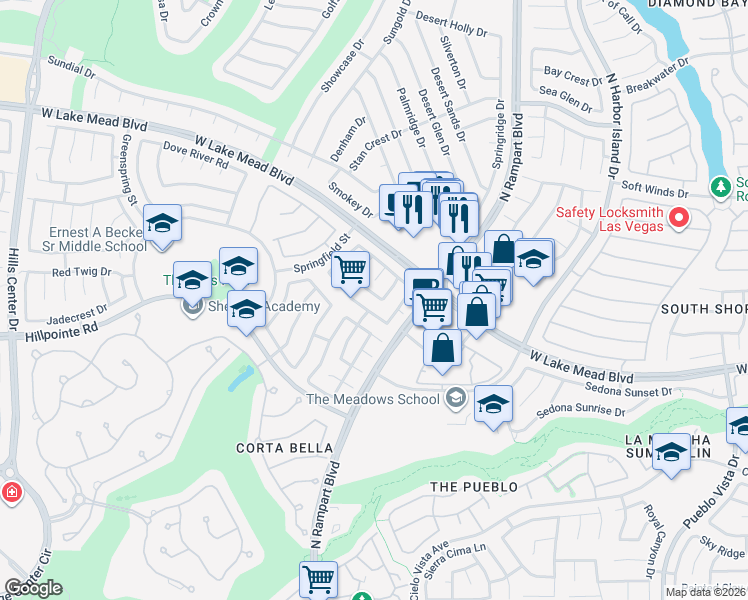 map of restaurants, bars, coffee shops, grocery stores, and more near 8709 Wintry Garden Avenue in Las Vegas