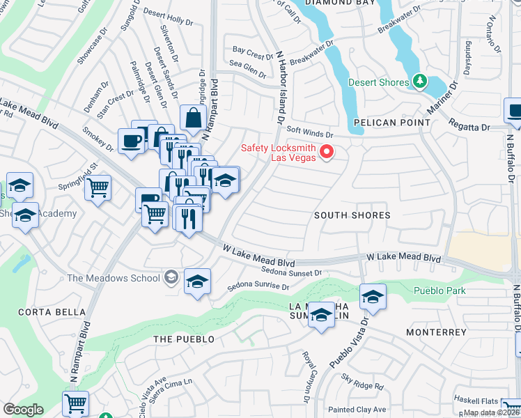 map of restaurants, bars, coffee shops, grocery stores, and more near 8349 Hollow Wharf Drive in Las Vegas