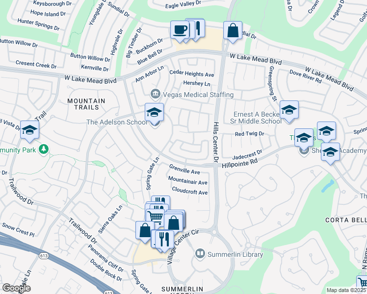map of restaurants, bars, coffee shops, grocery stores, and more near 9444 Rolling Ridge Lane in Las Vegas