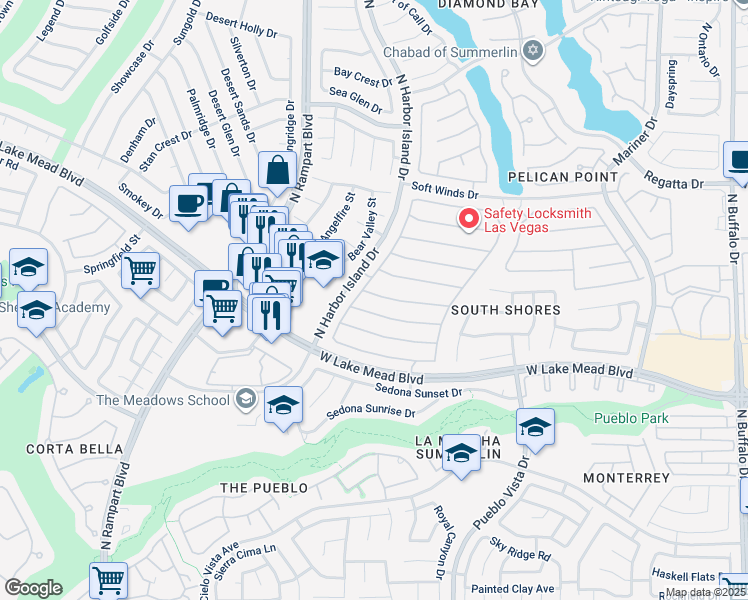 map of restaurants, bars, coffee shops, grocery stores, and more near 8337 Hollow Wharf Drive in Las Vegas