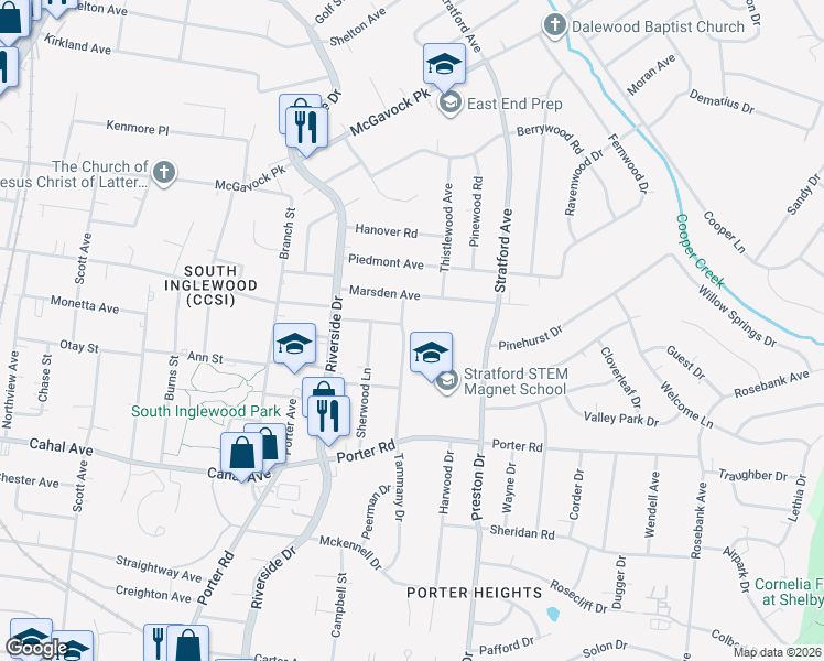 map of restaurants, bars, coffee shops, grocery stores, and more near 1901 Tammany Drive in Nashville