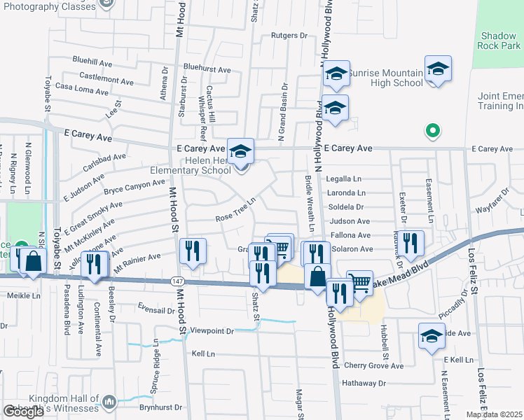 map of restaurants, bars, coffee shops, grocery stores, and more near 2221 Grand Clover Lane in Las Vegas