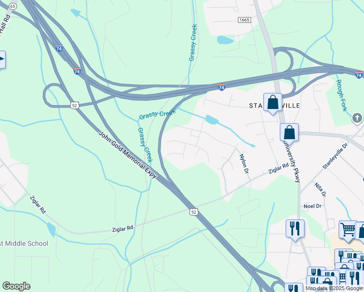 map of restaurants, bars, coffee shops, grocery stores, and more near 6000 Summer Trace Ln in Winston-Salem