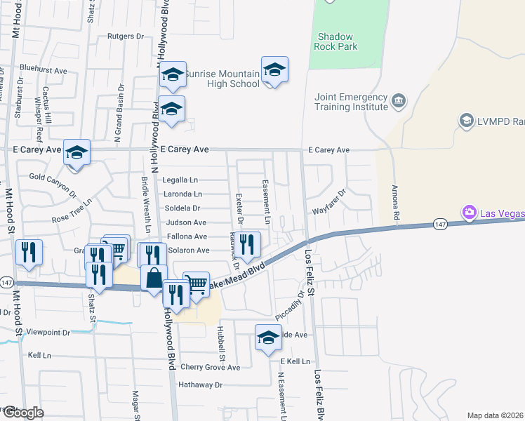 map of restaurants, bars, coffee shops, grocery stores, and more near 2241 Sierra Sunrise Street in Las Vegas