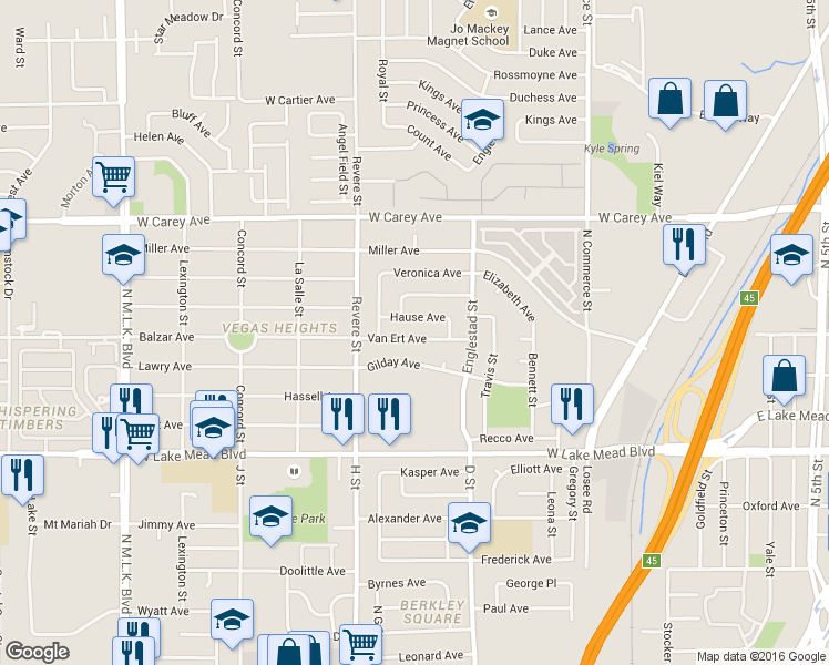 map of restaurants, bars, coffee shops, grocery stores, and more near 628 Van Ert Avenue in North Las Vegas