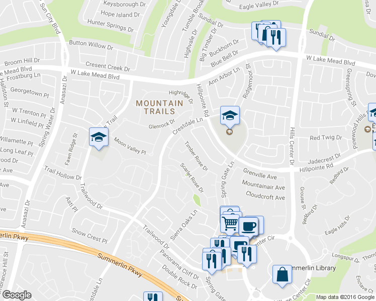 map of restaurants, bars, coffee shops, grocery stores, and more near 2221 Timber Rose Drive in Las Vegas