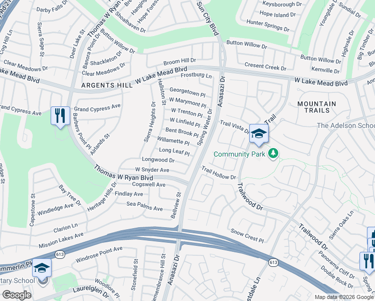 map of restaurants, bars, coffee shops, grocery stores, and more near 10308 Long Leaf Place in Las Vegas