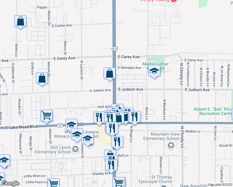 map of restaurants, bars, coffee shops, grocery stores, and more near 2177 Tiberio Way in Las Vegas