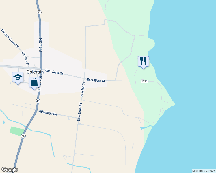 map of restaurants, bars, coffee shops, grocery stores, and more near 102/104 River Road in Colerain