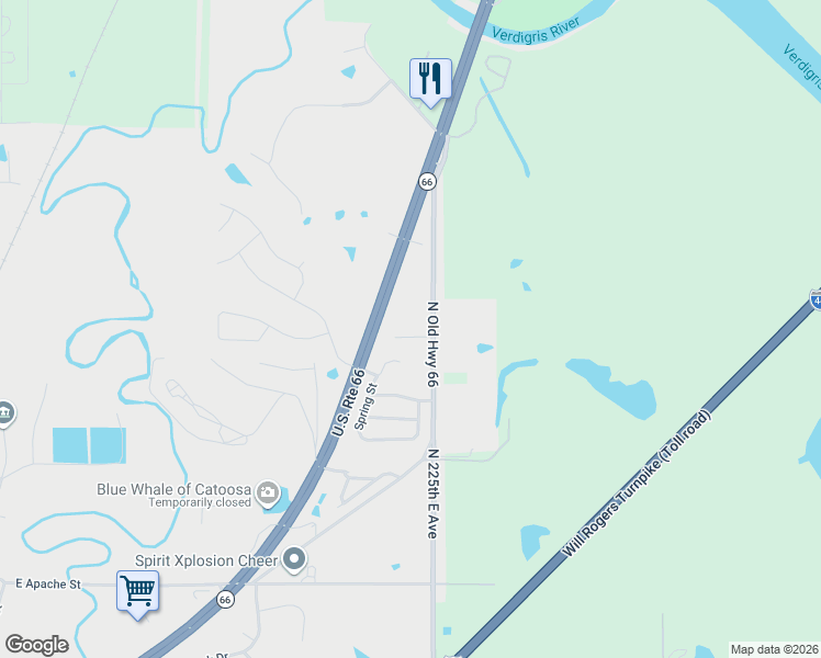map of restaurants, bars, coffee shops, grocery stores, and more near 981 Clearwater Circle in Catoosa