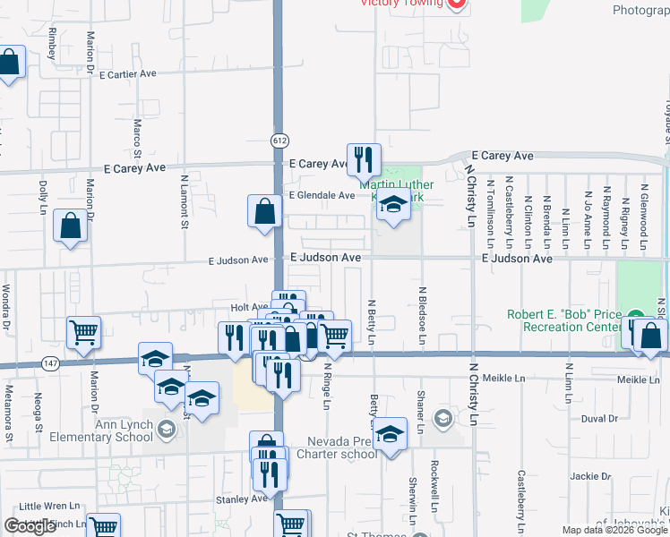 map of restaurants, bars, coffee shops, grocery stores, and more near 2178 Clancy Street in Las Vegas