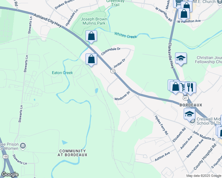 map of restaurants, bars, coffee shops, grocery stores, and more near 1713 Windover Drive in Nashville