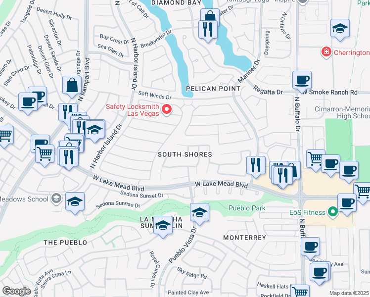 map of restaurants, bars, coffee shops, grocery stores, and more near 8105 Blue Cascade Avenue in Las Vegas