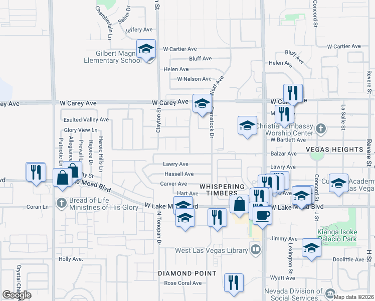 map of restaurants, bars, coffee shops, grocery stores, and more near 1903 Hail Storm Court in North Las Vegas