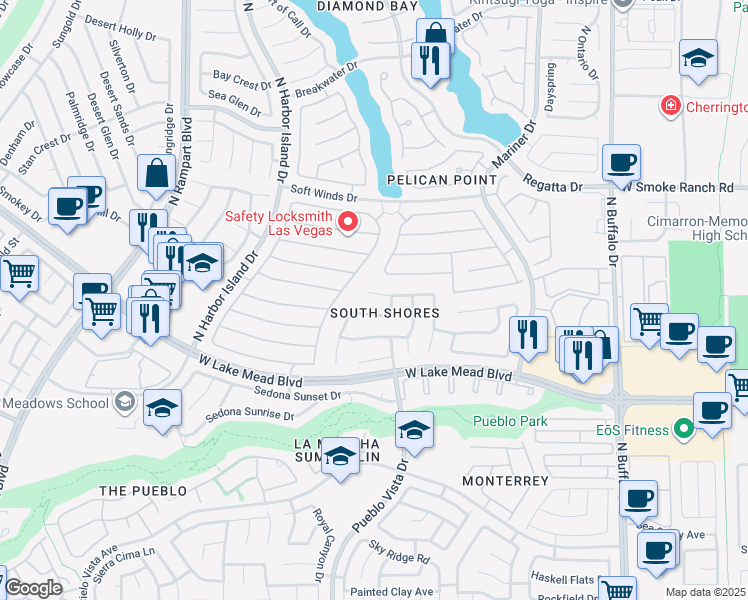 map of restaurants, bars, coffee shops, grocery stores, and more near 8105 Blue Cascade Avenue in Las Vegas