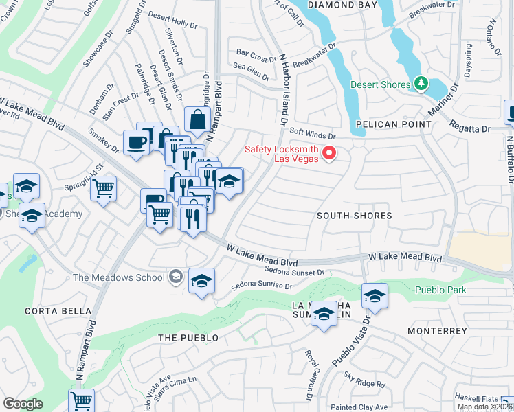 map of restaurants, bars, coffee shops, grocery stores, and more near 8349 Hollow Wharf Drive in Las Vegas