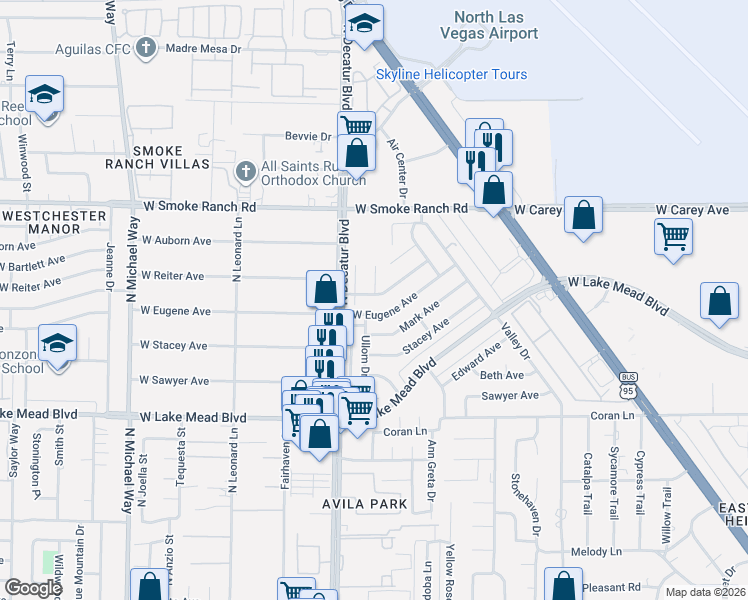 map of restaurants, bars, coffee shops, grocery stores, and more near 4613 West Bristol Manor Drive in Las Vegas