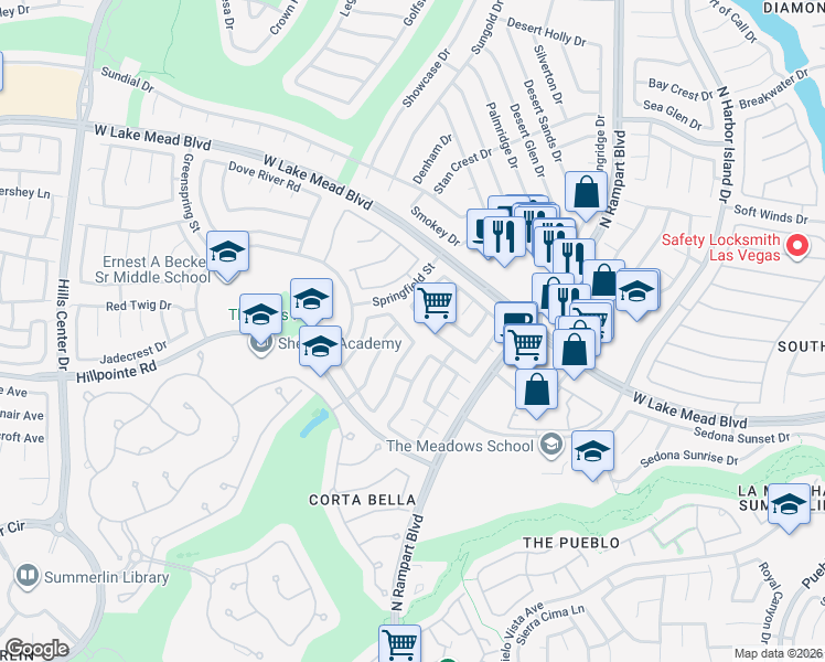 map of restaurants, bars, coffee shops, grocery stores, and more near 8808 Stafford Springs Drive in Las Vegas